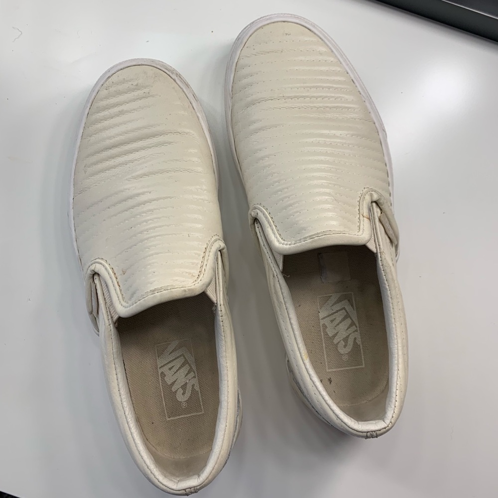 Cream Leather Slip-Ons